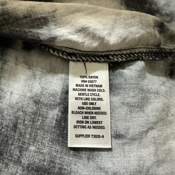 a.n.a Tie-Dye Button-Down Shirt | PL Petite Large | Black & White Rayon - Picture 4 of 4